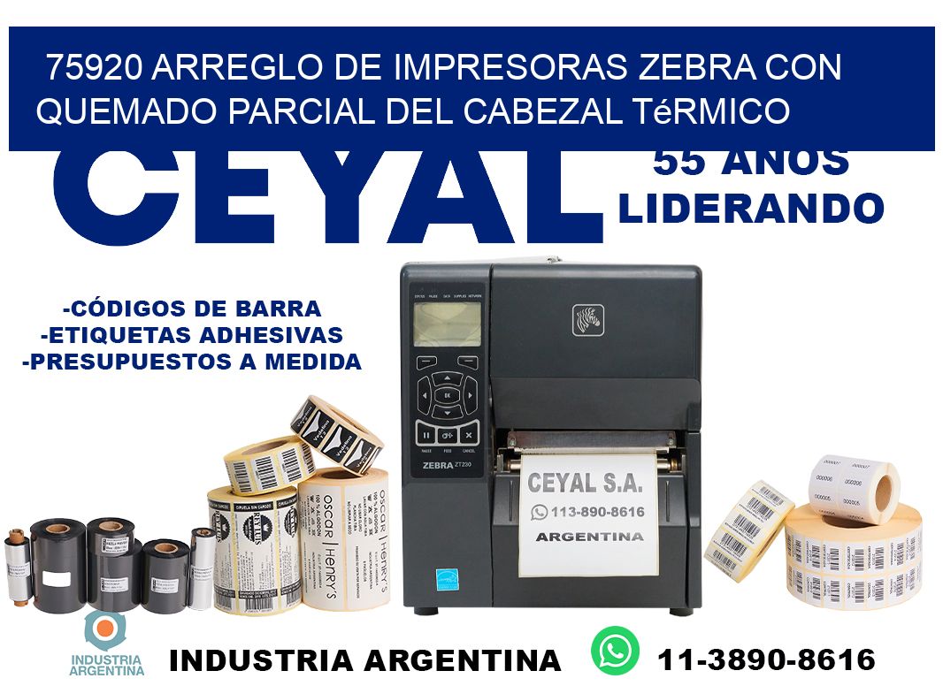 75920 arreglo de impresoras zebra con quemado parcial del cabezal térmico
