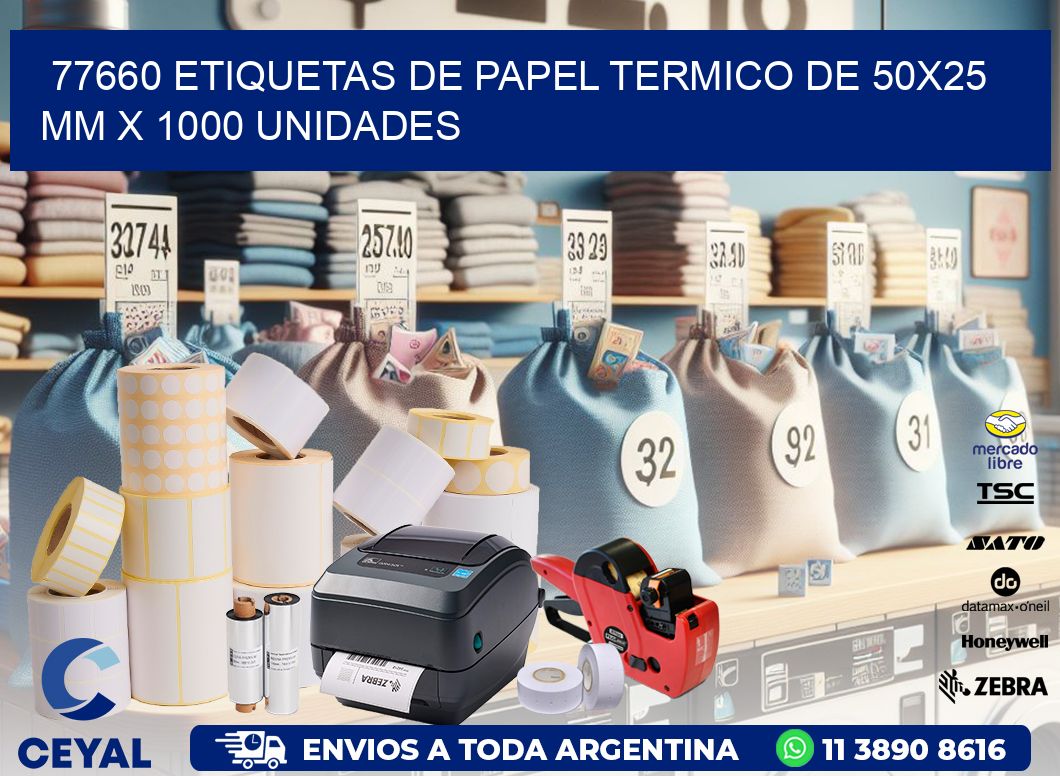 77660 Etiquetas De Papel Termico De 50x25 Mm X 1000 Unidades