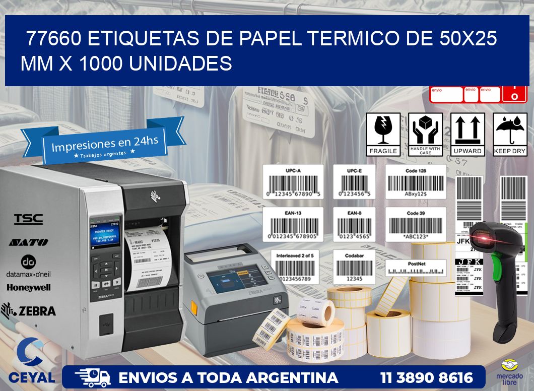 77660 Etiquetas De Papel Termico De 50x25 Mm X 1000 Unidades