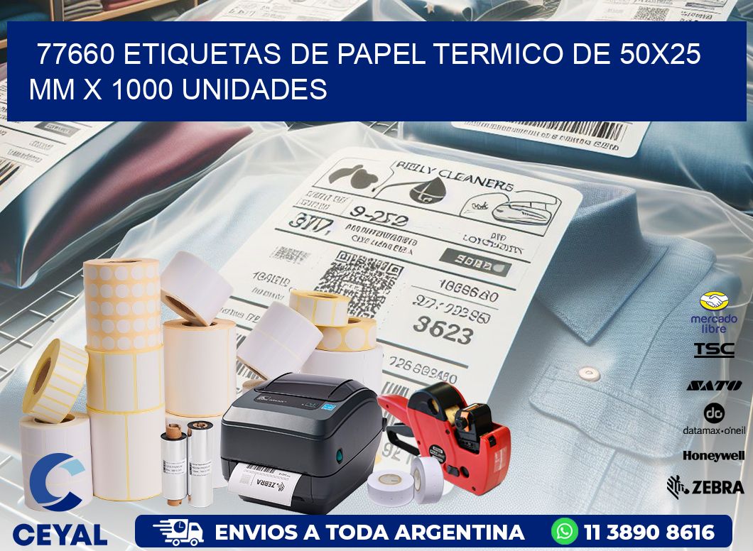 77660 Etiquetas De Papel Termico De 50x25 Mm X 1000 Unidades