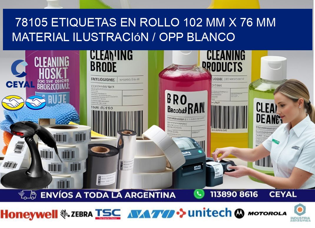 78105 Etiquetas en rollo 102 mm x 76 mm material Ilustración / OPP Blanco