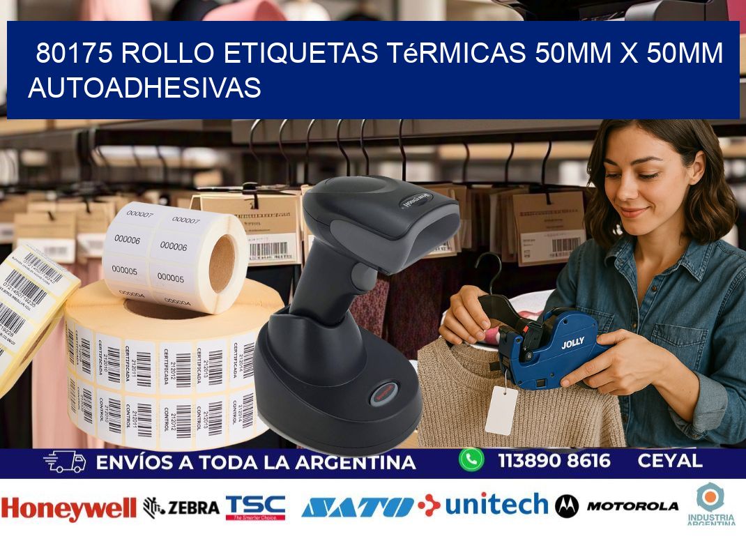 80175 Rollo Etiquetas Térmicas 50mm X 50mm Autoadhesivas