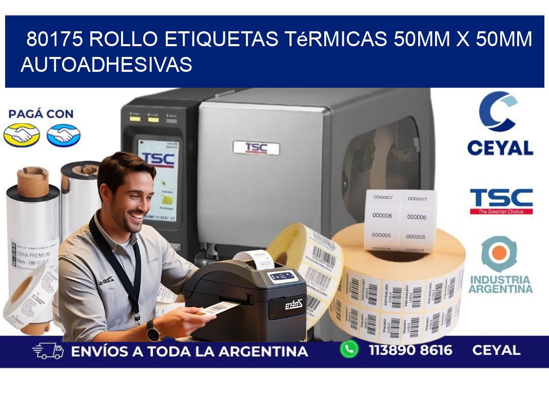80175 Rollo Etiquetas Térmicas 50mm X 50mm Autoadhesivas