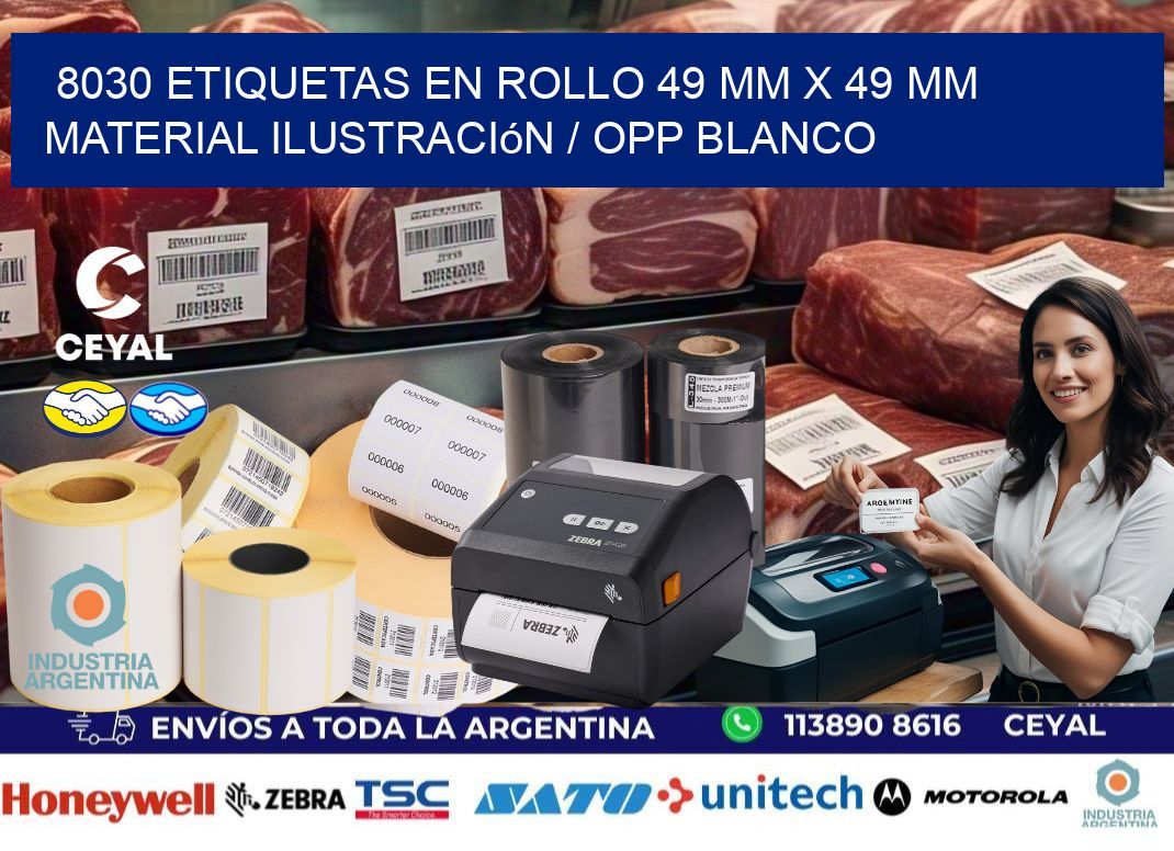 8030 Etiquetas en rollo 49 mm x 49 mm material Ilustración / OPP Blanco