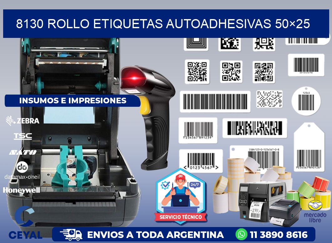 8130 Rollo Etiquetas autoadhesivas 50×25