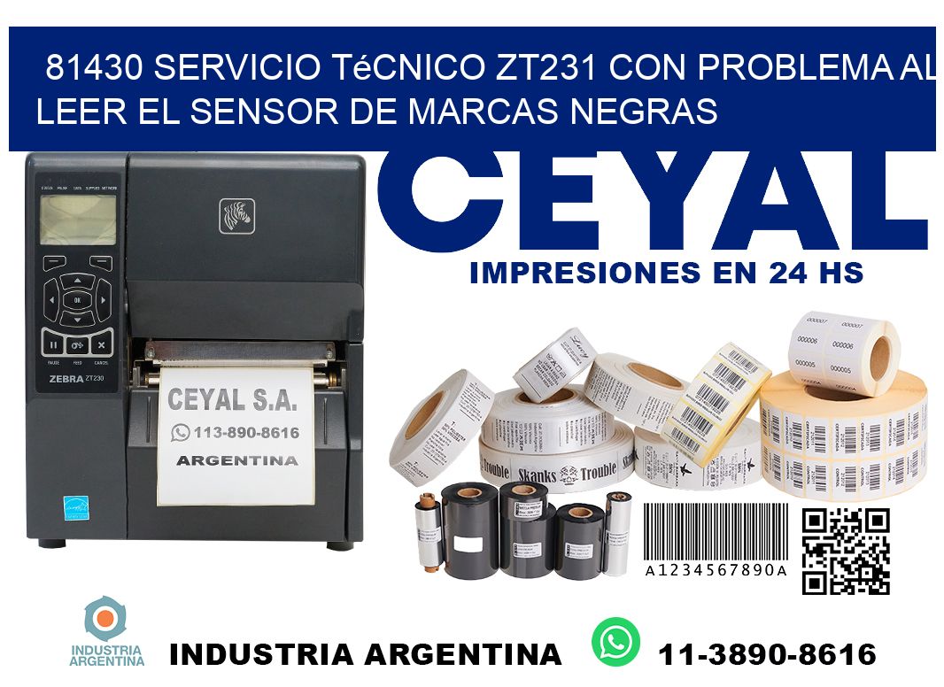81430 servicio técnico zt231 con problema al leer el sensor de marcas negras