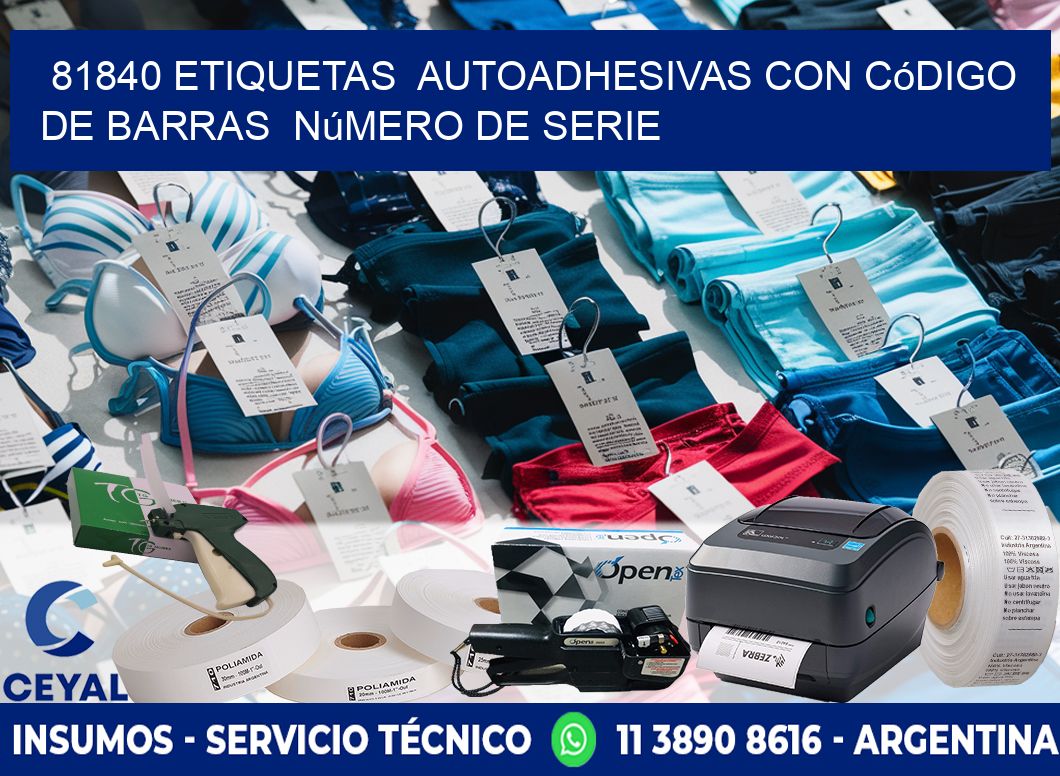 81840 etiquetas autoadhesivas con código de barras número de serie