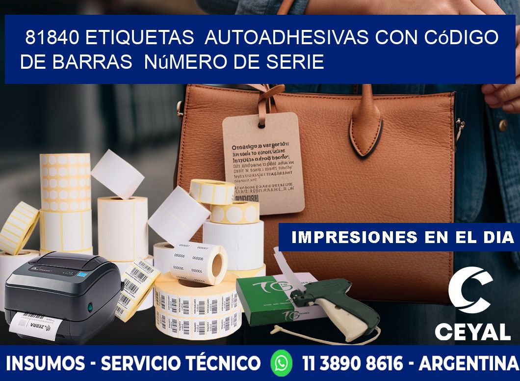 81840 etiquetas autoadhesivas con código de barras número de serie