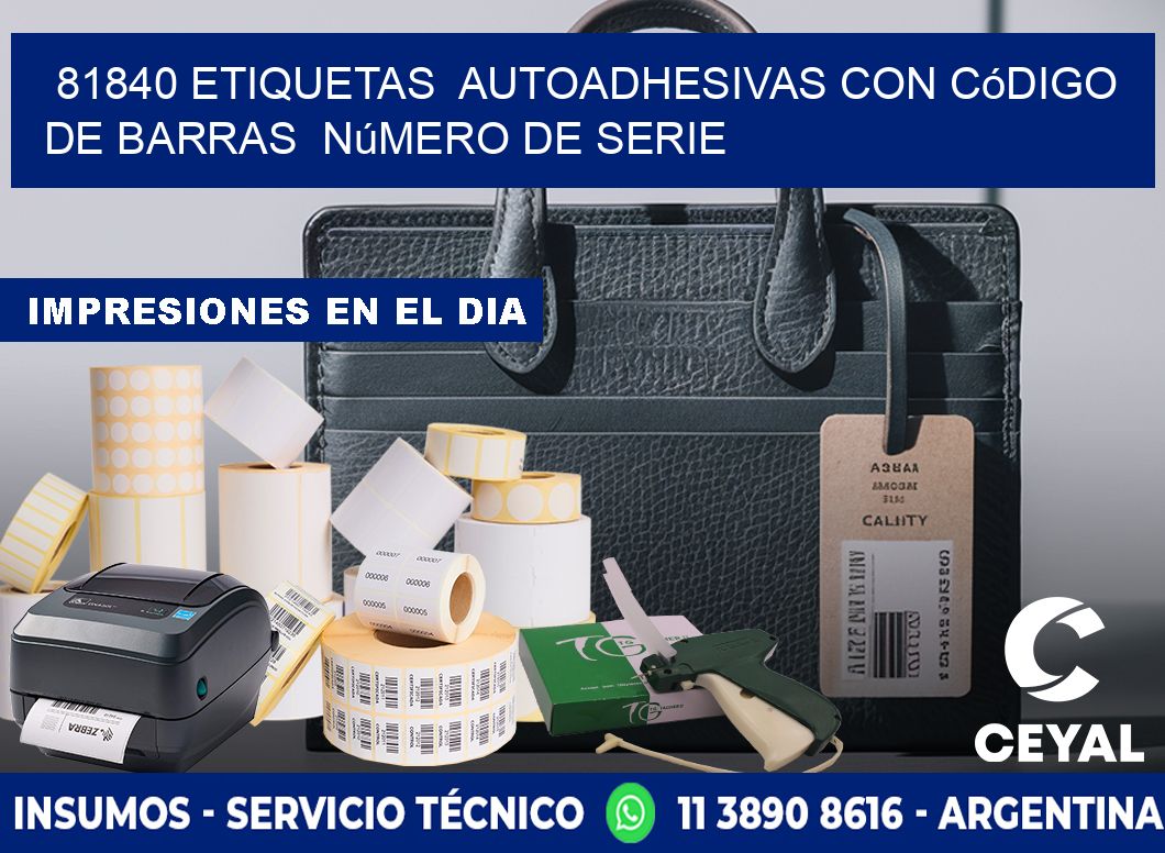 81840 etiquetas autoadhesivas con código de barras número de serie