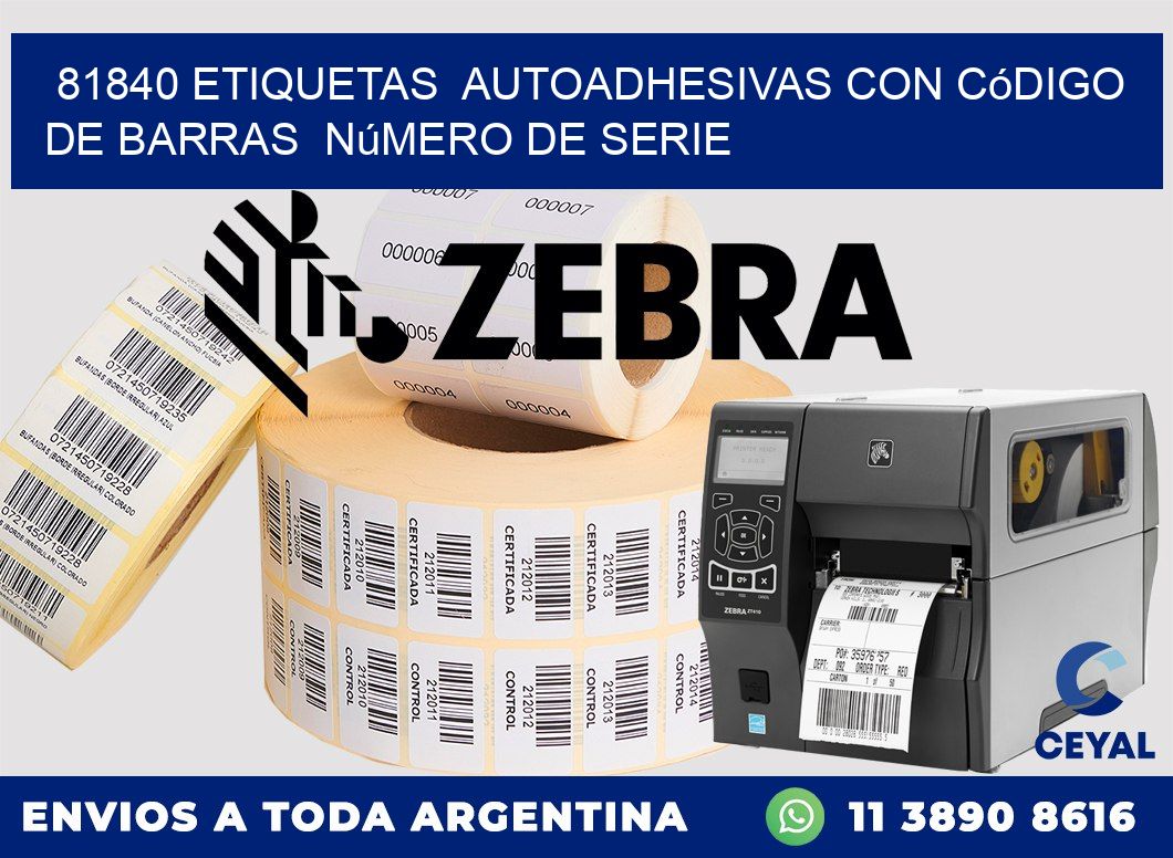 81840 etiquetas autoadhesivas con código de barras número de serie