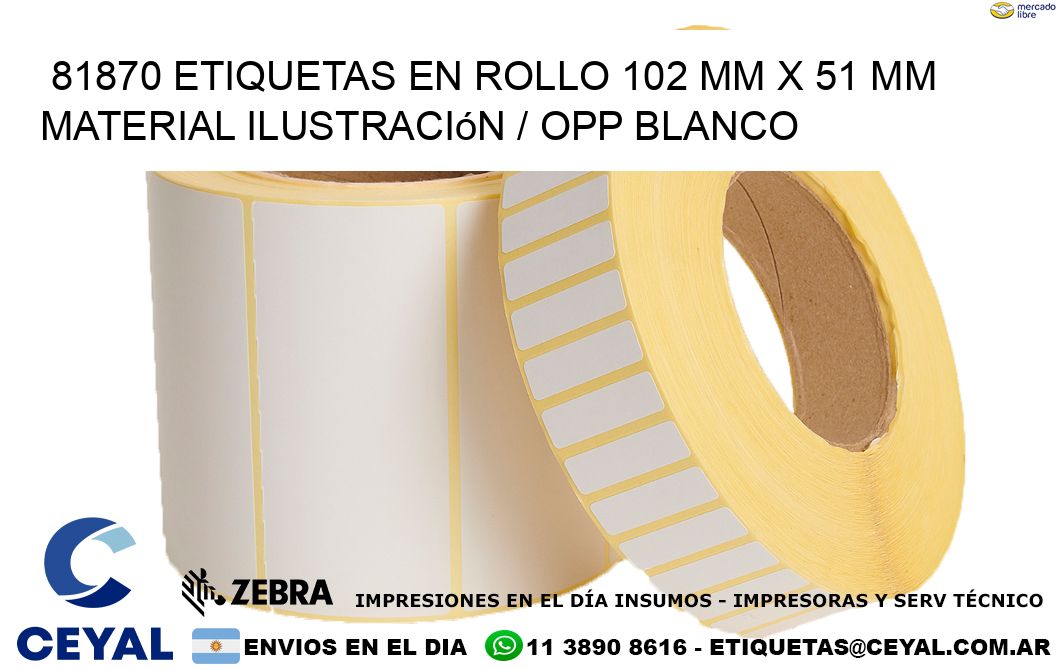 81870 Etiquetas en rollo 102 mm x 51 mm material Ilustración / OPP Blanco