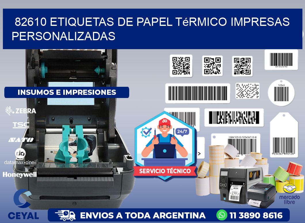 82610 Etiquetas de papel térmico impresas personalizadas