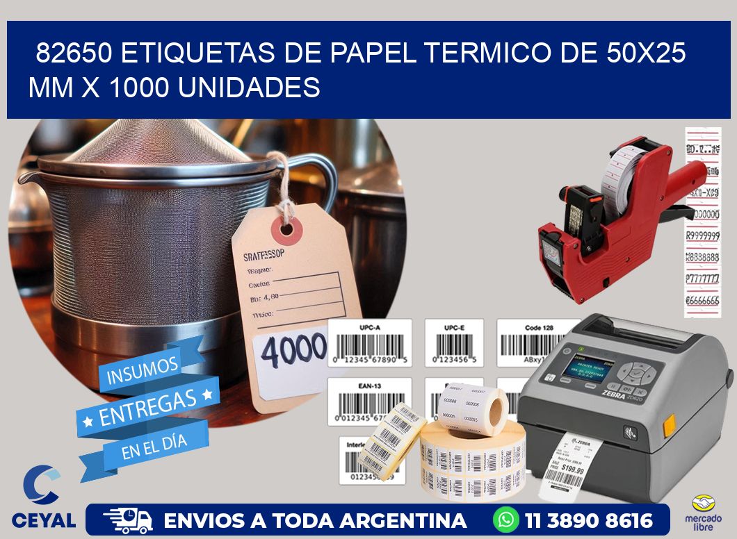 82650 Etiquetas De Papel Termico De 50x25 Mm X 1000 Unidades