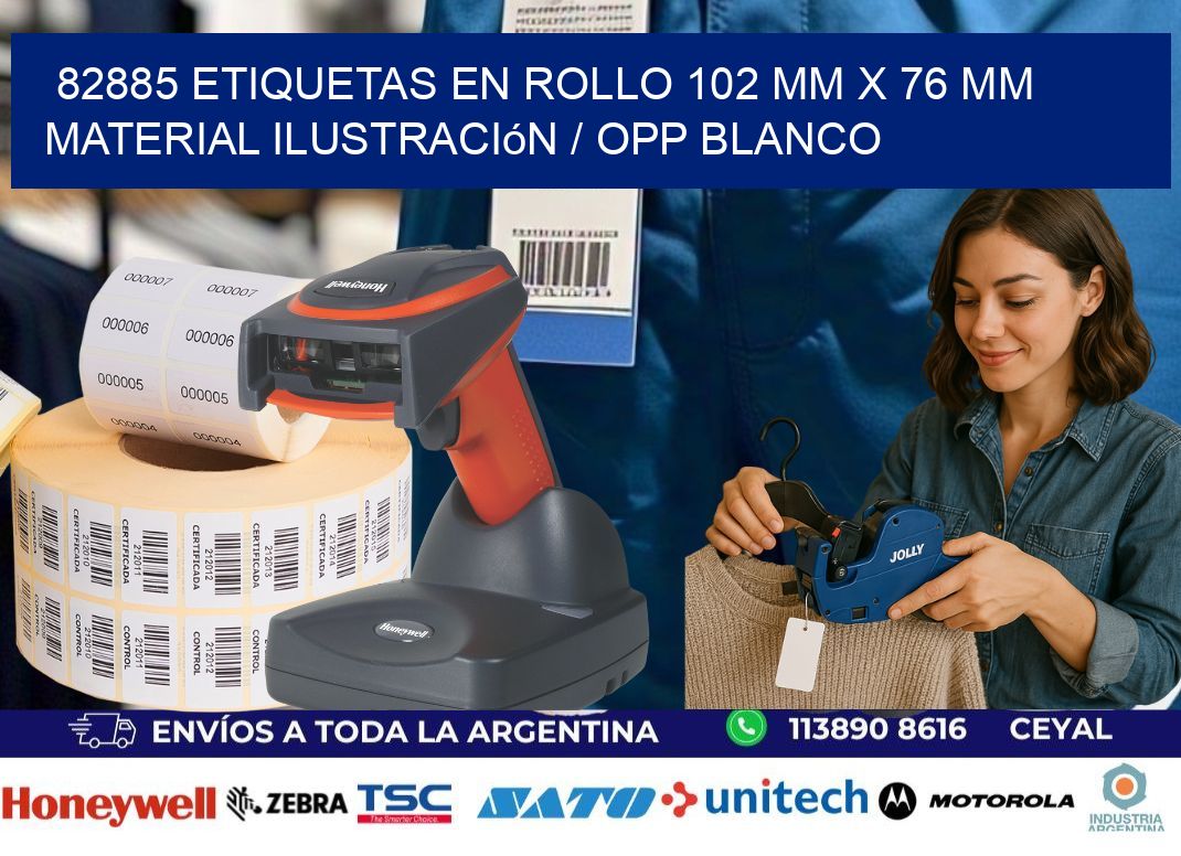 82885 Etiquetas en rollo 102 mm x 76 mm material Ilustración / OPP Blanco