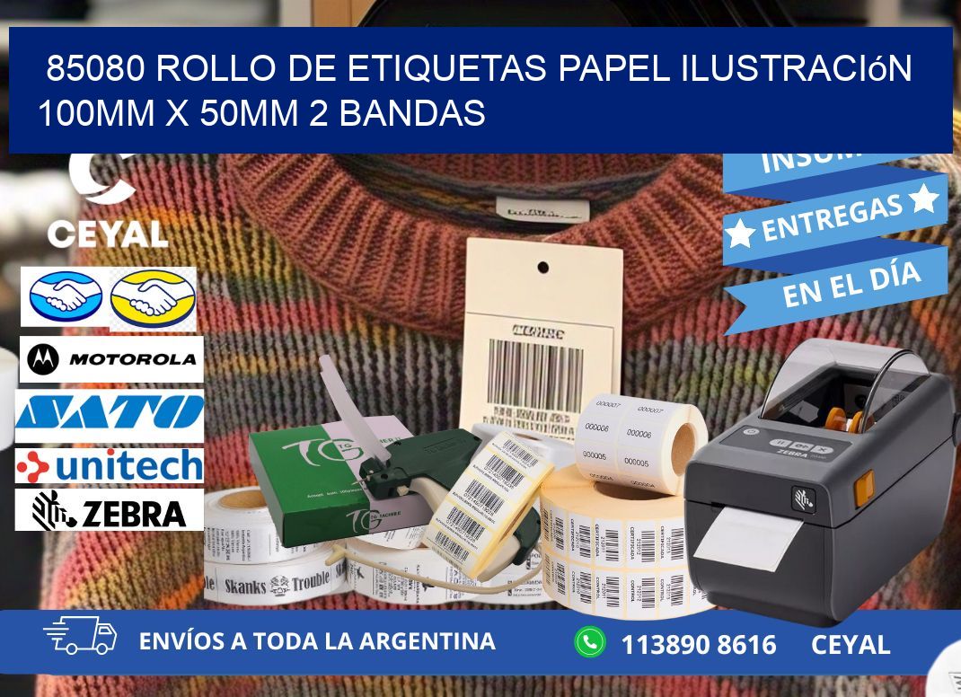 85080 Rollo de Etiquetas Papel Ilustración 100mm x 50mm 2 Bandas
