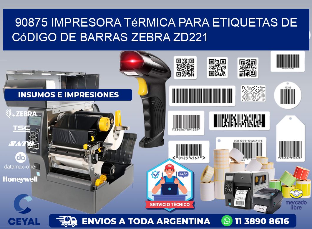 90875 impresora térmica para etiquetas de código de barras Zebra ZD221