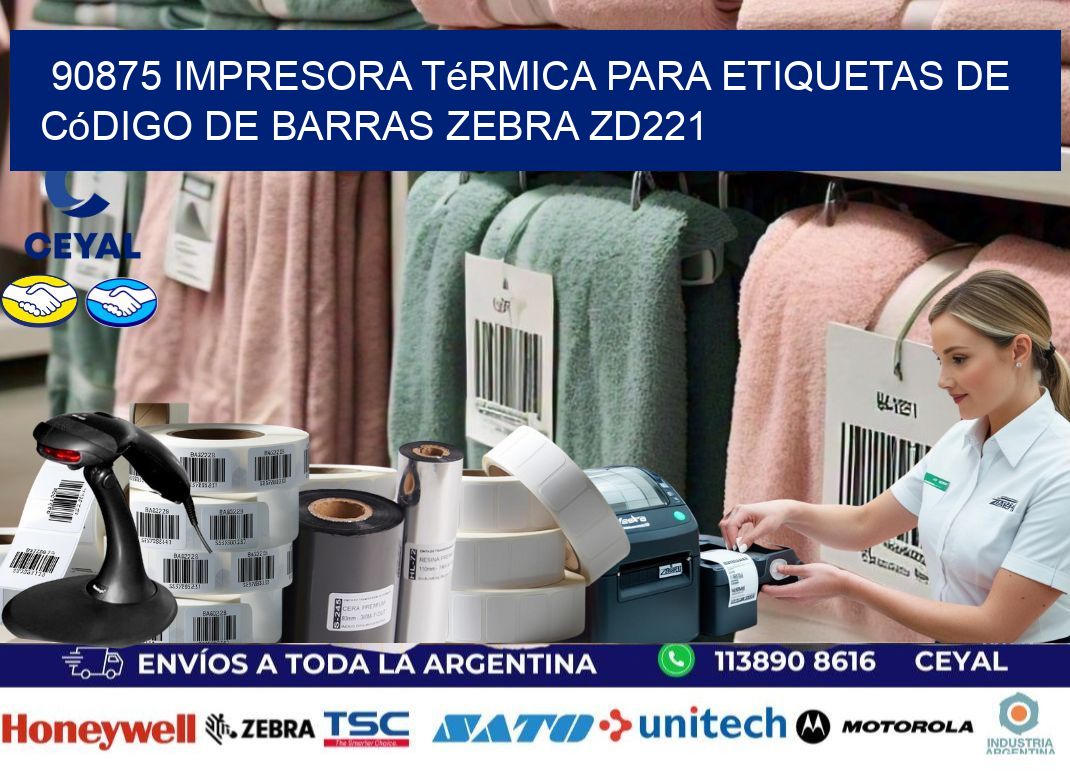 90875 impresora térmica para etiquetas de código de barras Zebra ZD221