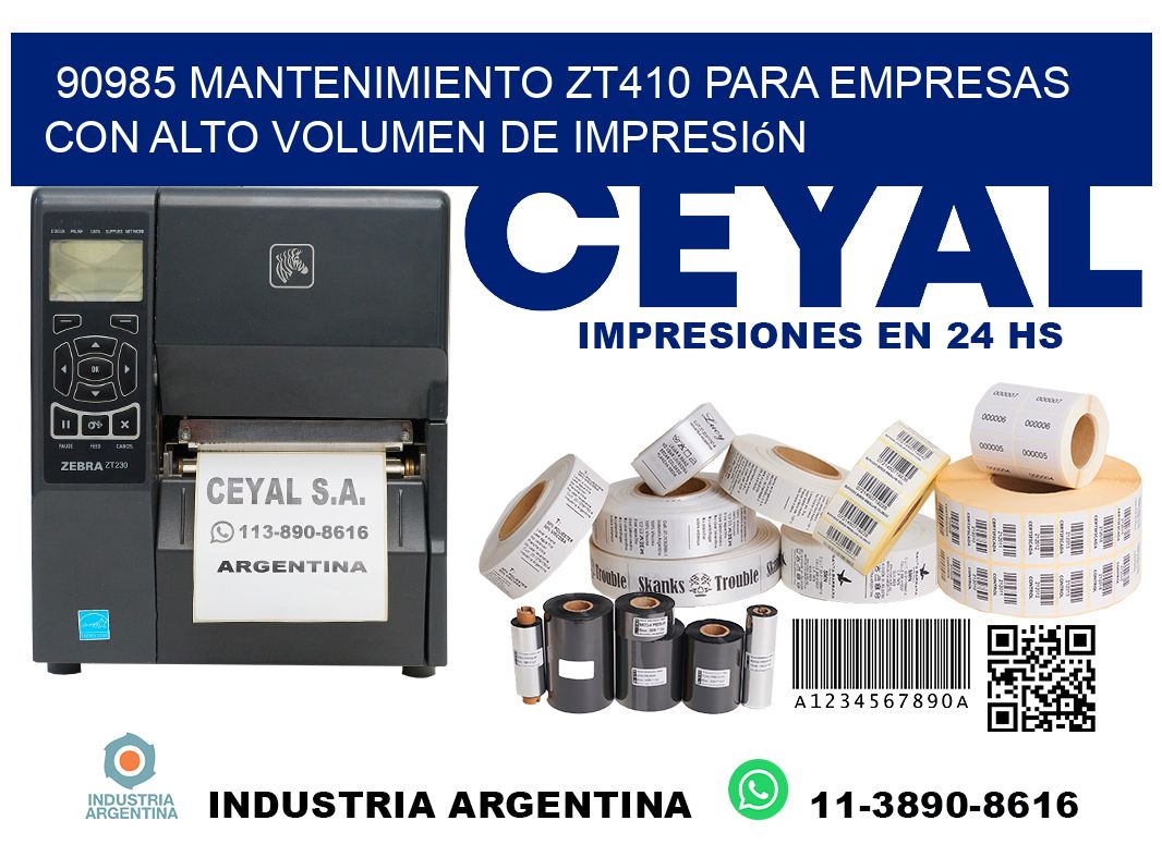 90985 mantenimiento zt410 para empresas con alto volumen de impresión