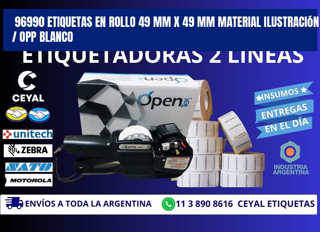96990 Etiquetas en rollo 49 mm x 49 mm material Ilustración / OPP Blanco
