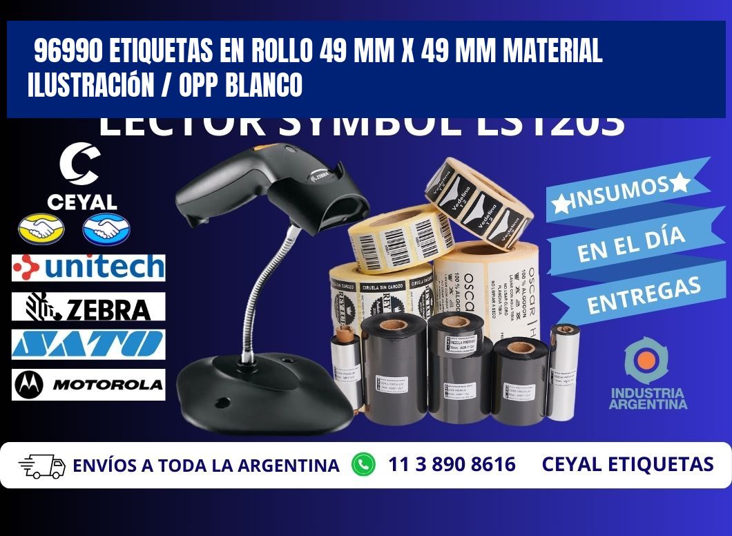 96990 Etiquetas en rollo 49 mm x 49 mm material Ilustración / OPP Blanco