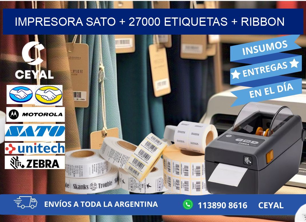 impresora SATO + 27000 etiquetas + ribbon