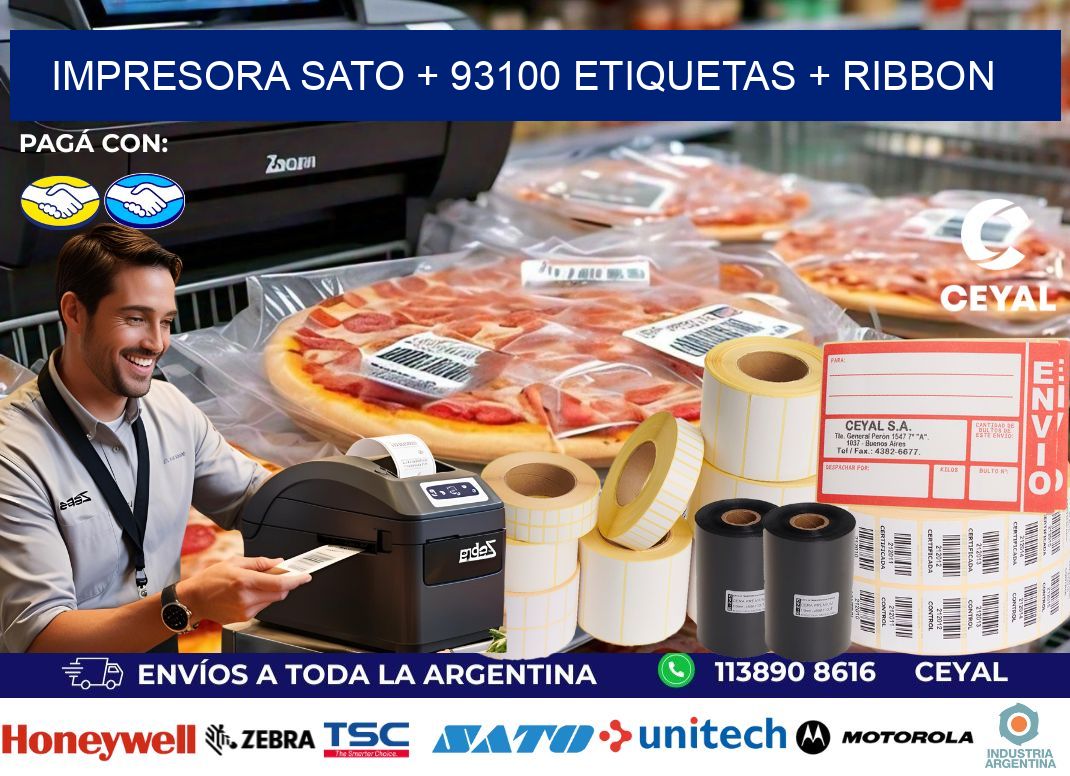 impresora SATO + 93100 etiquetas + ribbon