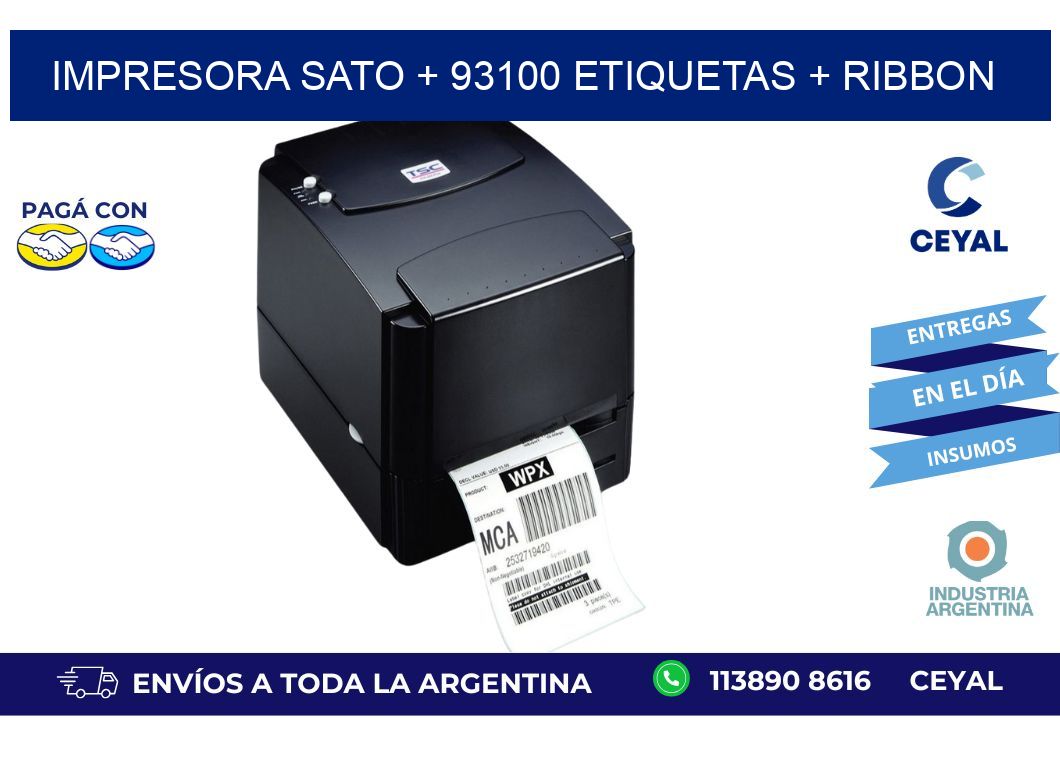 impresora SATO + 93100 etiquetas + ribbon