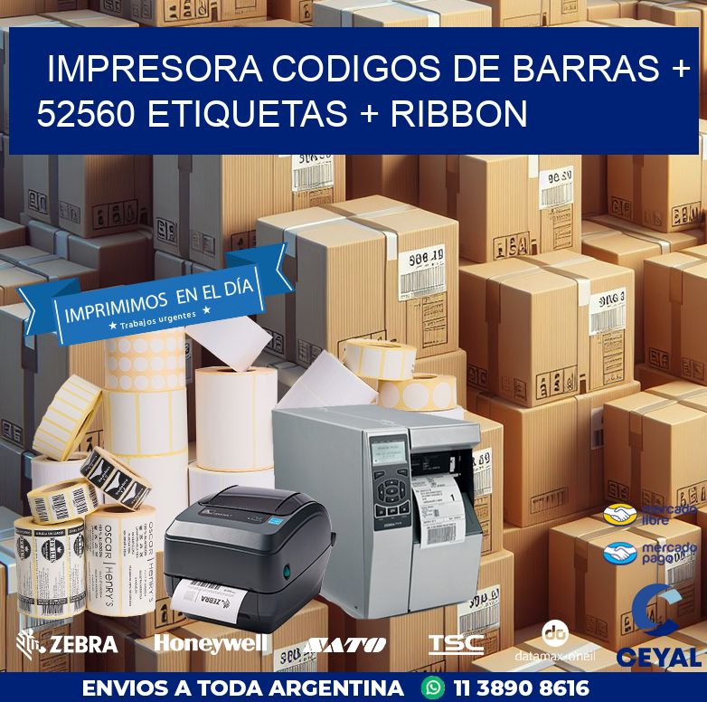 impresora codigos de barras + 52560 etiquetas + ribbon