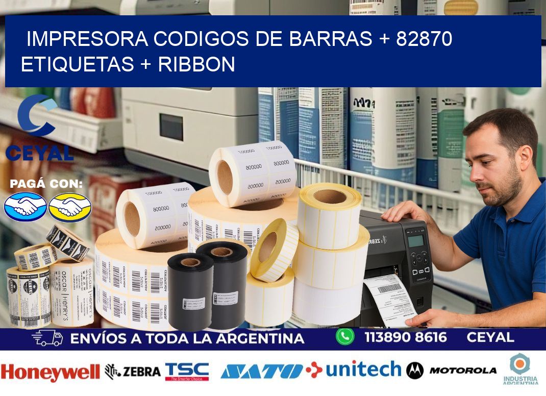 impresora codigos de barras + 82870 etiquetas + ribbon
