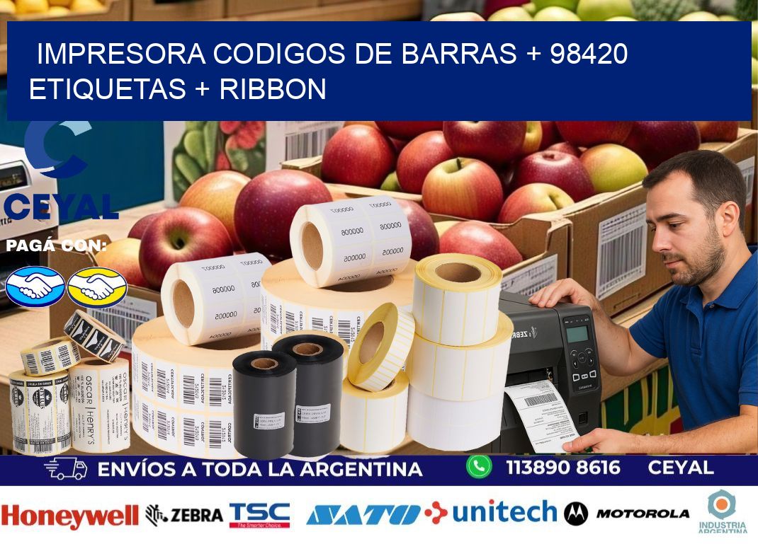 impresora codigos de barras + 98420 etiquetas + ribbon