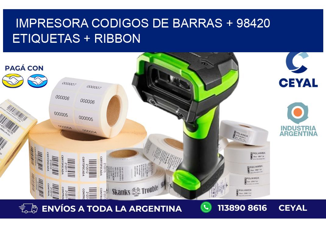 impresora codigos de barras + 98420 etiquetas + ribbon