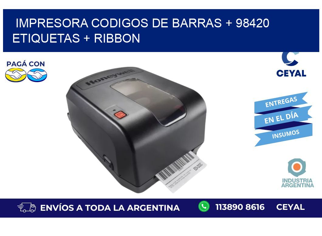 impresora codigos de barras + 98420 etiquetas + ribbon