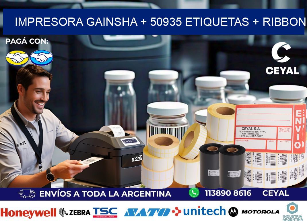 impresora gainsha + 50935 etiquetas + ribbon