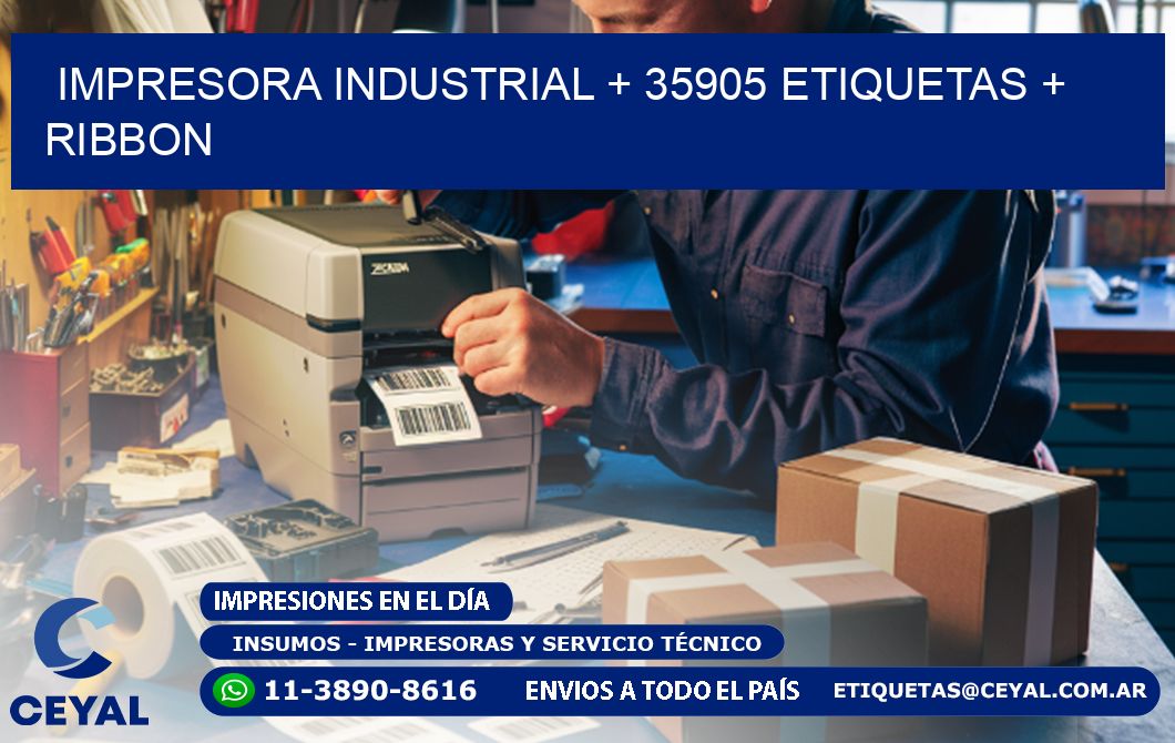 impresora industrial + 35905 etiquetas + ribbon