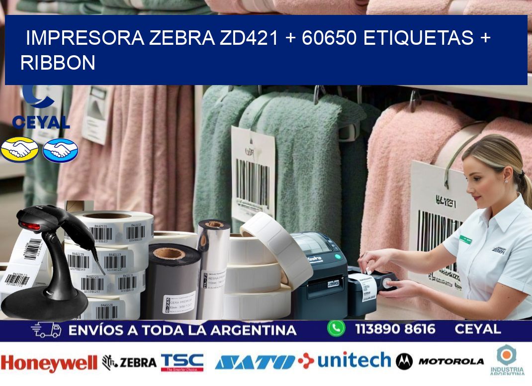 impresora zebra zd421 + 60650 etiquetas + ribbon