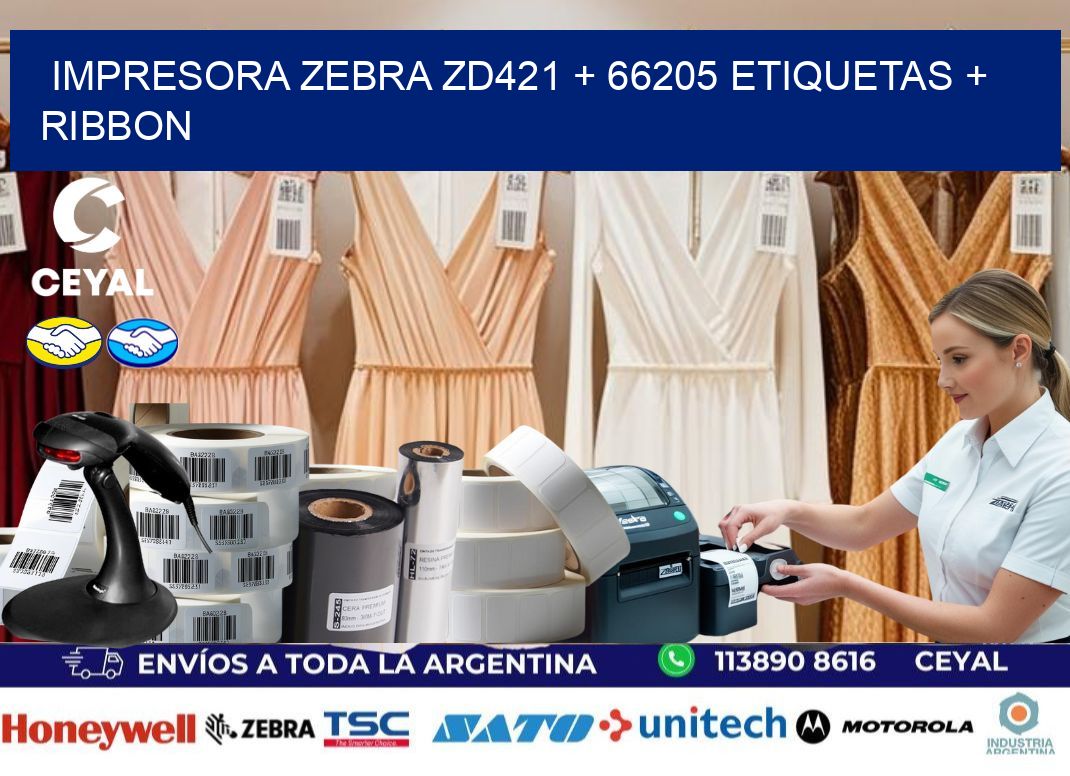 impresora zebra zd421 + 66205 etiquetas + ribbon