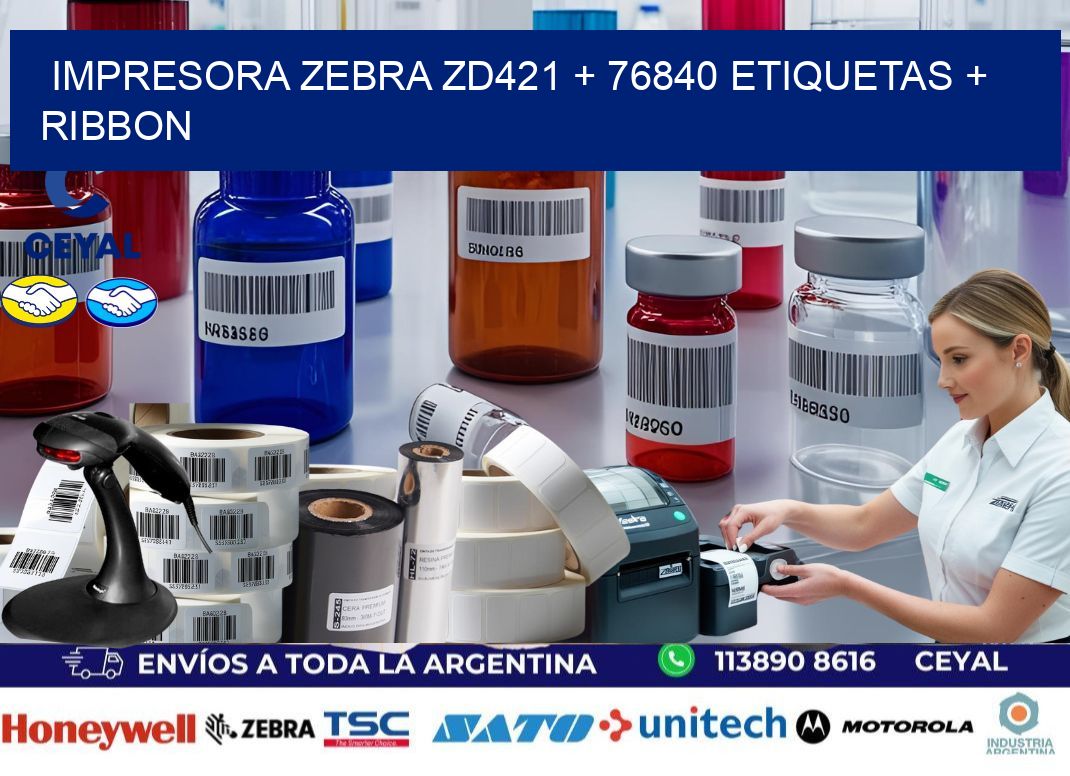 impresora zebra zd421 + 76840 etiquetas + ribbon