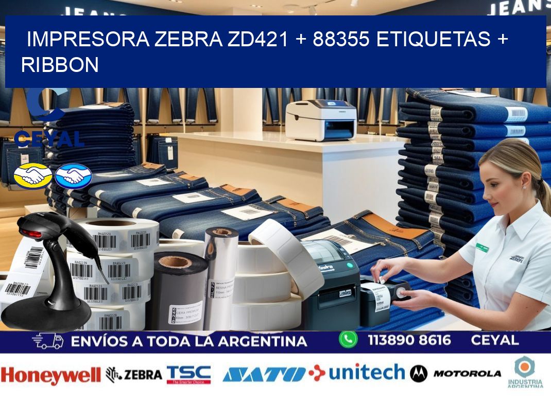impresora zebra zd421 + 88355 etiquetas + ribbon