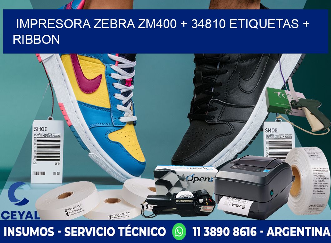 impresora zebra zm400 + 34810 etiquetas + ribbon