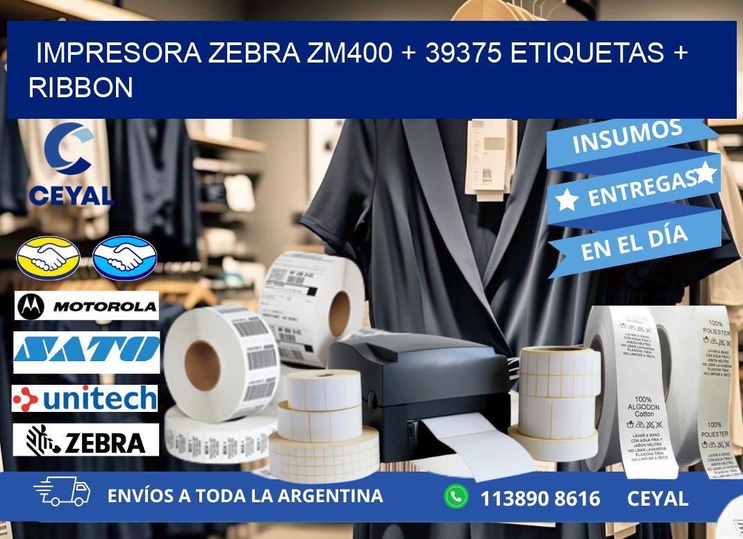 impresora zebra zm400 + 39375 etiquetas + ribbon
