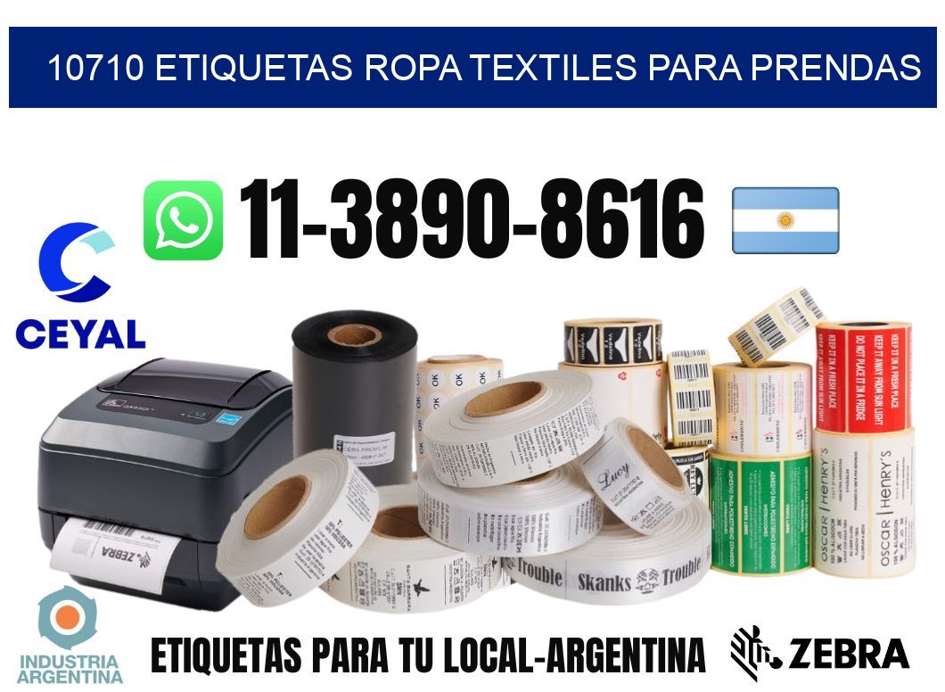 10710 Etiquetas ropa textiles para prendas