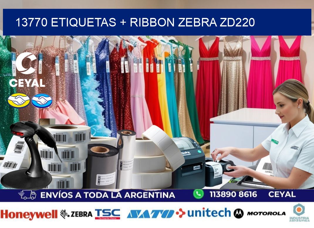13770 etiquetas + ribbon zebra zd220