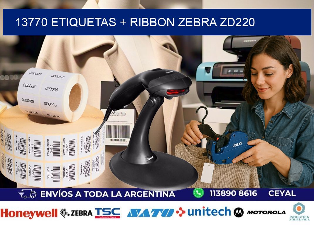13770 etiquetas + ribbon zebra zd220