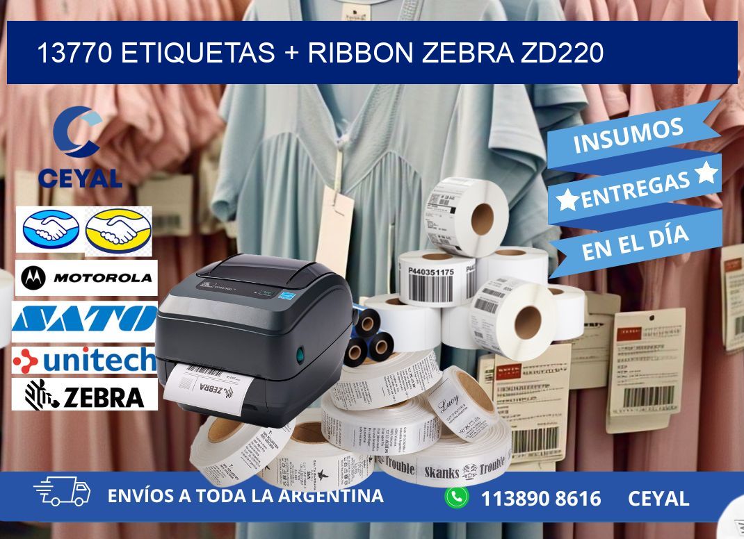 13770 etiquetas + ribbon zebra zd220