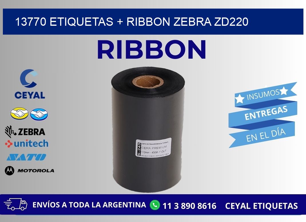 13770 etiquetas + ribbon zebra zd220