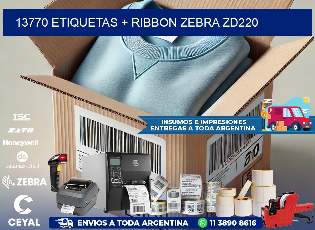 13770 etiquetas + ribbon zebra zd220
