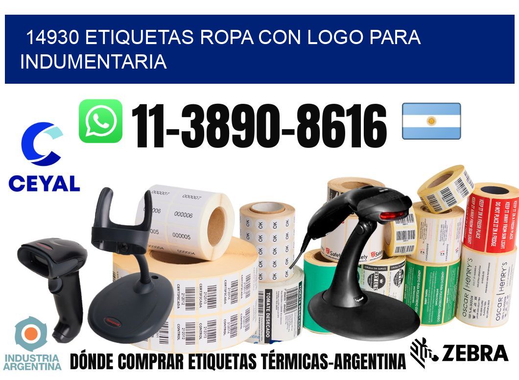 14930 Etiquetas ropa con logo para indumentaria