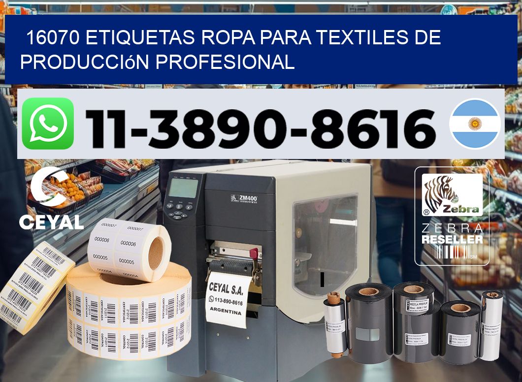16070 Etiquetas ropa para textiles de producción profesional