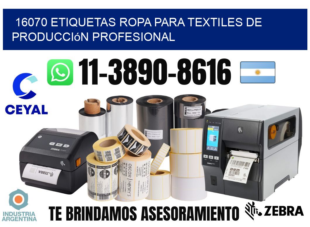16070 Etiquetas ropa para textiles de producción profesional