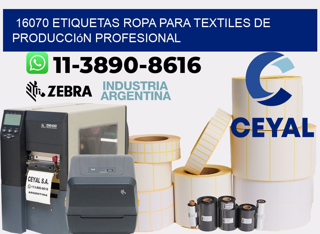 16070 Etiquetas ropa para textiles de producción profesional